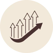 Upward arrows with growth curve icon